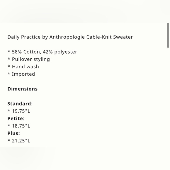 NWT Daily Practice by Anthropologie Cable-Knit Sweater - Picture 10 of 16